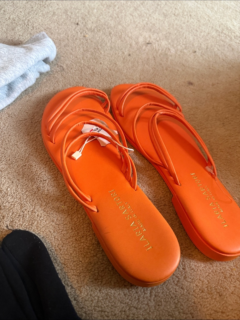 Orange Multi-Strap Flat Sandals